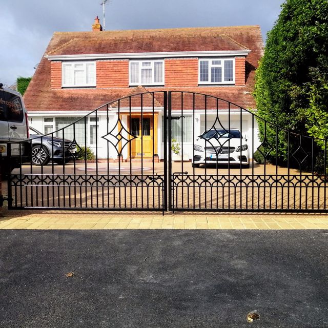 curved iron fence